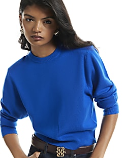 Blue Knit Shoulder Pad Jumper