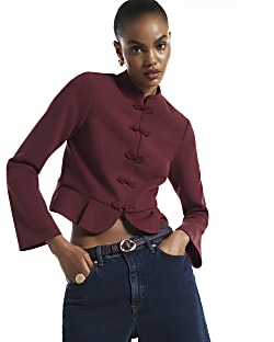 Burgundy Frog Fastening Blazer