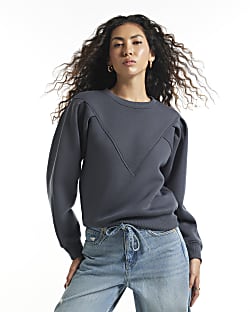 Grey Chevron Panel Sweatshirt