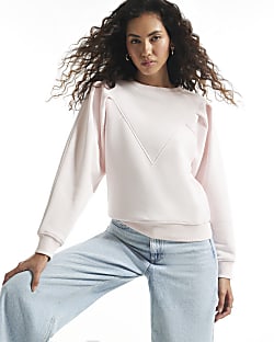Pink Chevron Panel Sweatshirt