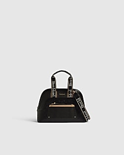 Black Webbing Handle Kettle Tote Bag