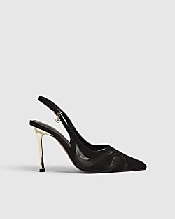 Black Stiletto Slingback Court Heels