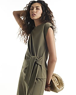 Khaki Tie Side Top