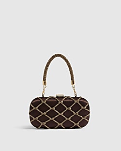 Brown Diamante Rope Hard Clutch