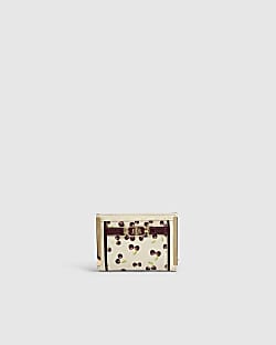 Cream Cherry Print Foldout Purse