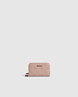 Pink Grain Monogram Medium Embossed Purse