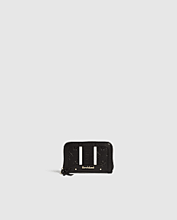 Black Medium Webbing Panelled Ziparound Purse