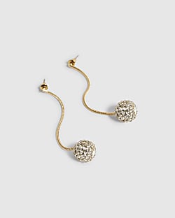 Gold Crystal Bead Drop Earrings