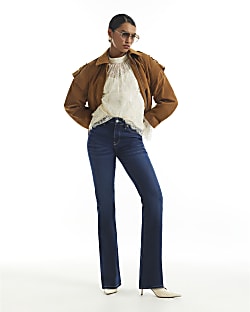Blue Mid Rise Bootcut Jeans