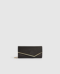 Black Glitter Angled Framed Clutch Bag