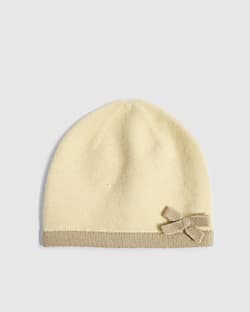 Cream Bow Knitted Beanie Hat