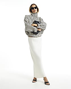 Cream Satin Bias Maxi Skirt