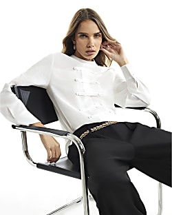 White Military Frogging Blouse