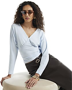 Blue Cosy Long Sleeve Batwing Top