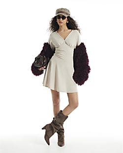 Beige Cosy Batwing Dress