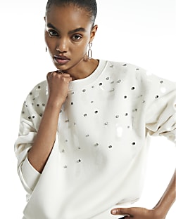 Cream Sequin Sweatshirt
