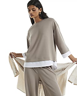 Beige Premium Hybrid Layered Sweatshirt
