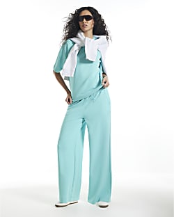 Blue Premium Wide Leg Joggers