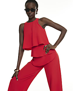 Red Overlay Jumpsuit