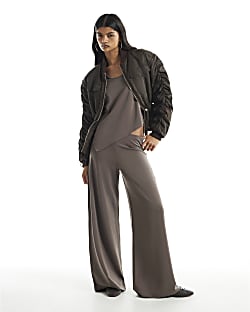 Brown Soft Touch Wide Leg Trousers
