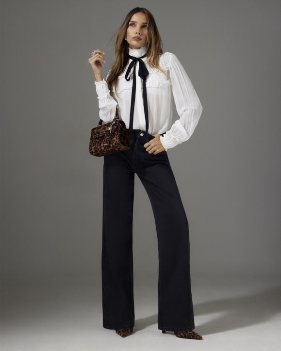 Black High Waisted Relaxed Flare Jeans