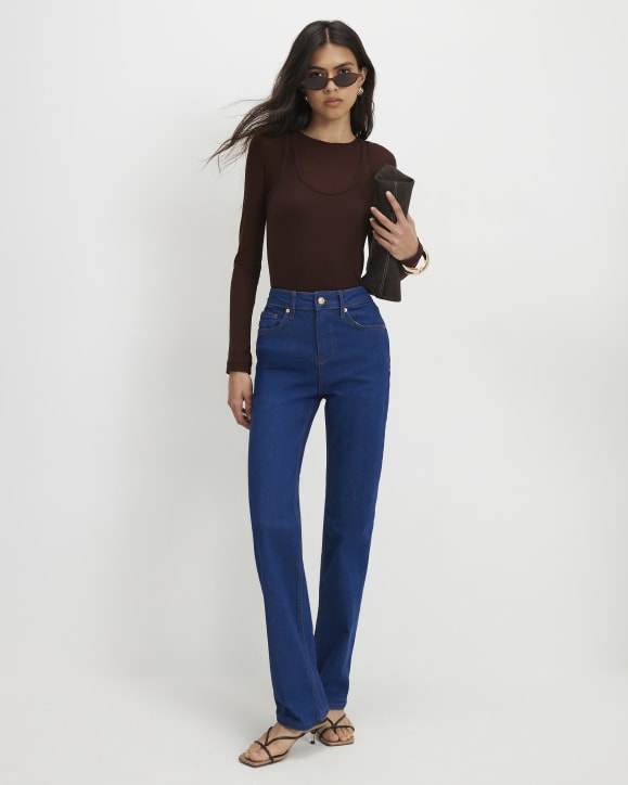 Blue Stretch Straight Leg Jeans