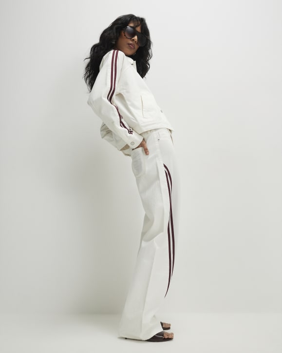 White Hybrid Relaxed Straight Leg Jeans