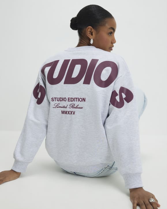 Grey Studio Graphic Oversized Sweatshirt