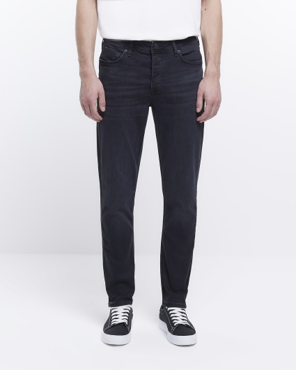 Black slim fit faded jeans