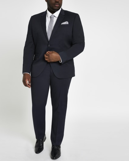 Big and Tall navy skinny fit suit jacket