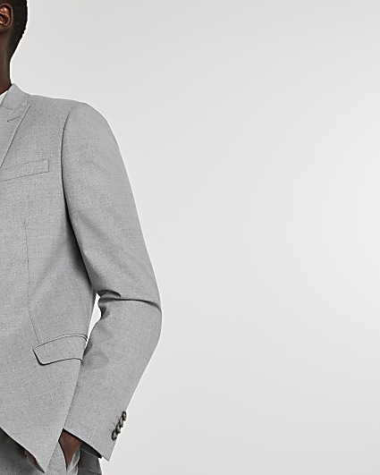 Grey textured skinny suit jacket
