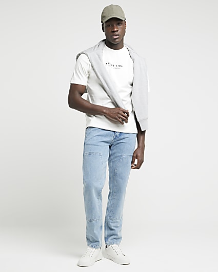 White regular fit graphic print t-shirt