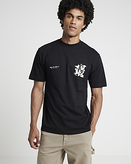 Black Regular Fit Graphic Print T-shirt