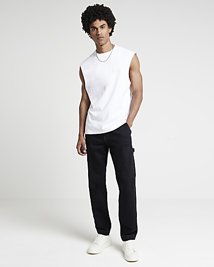 White regular fit Luminis graphic vest top