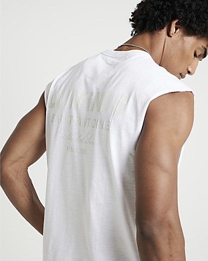 White regular fit Luminis graphic vest top