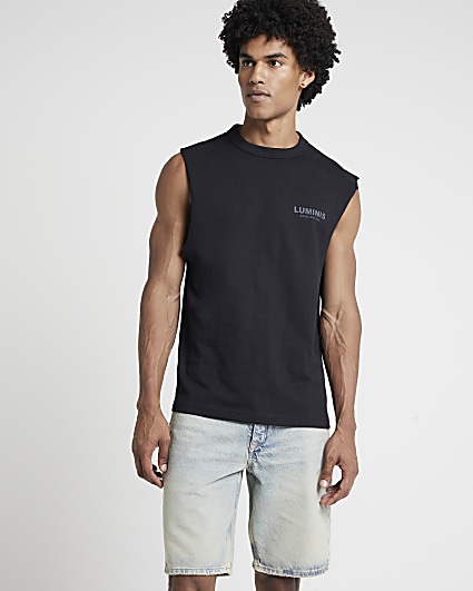 Black regular fit Luminis graphic vest top
