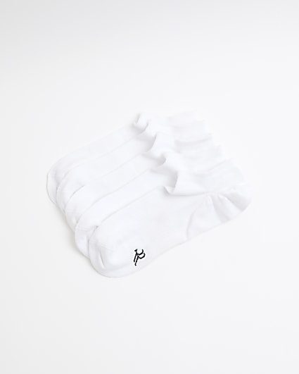 5PK white ribbed trainers socks