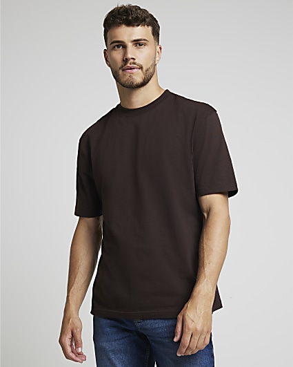 Brown  regular fit essential t-shirt