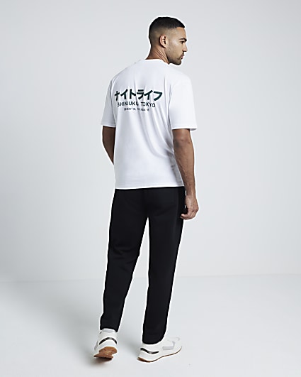 White Regular Fit Japanese Graphic T-Shirt