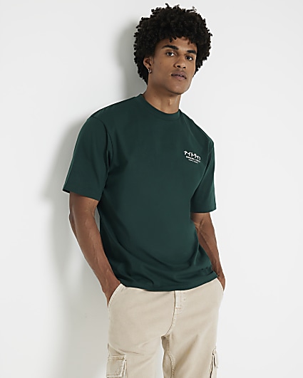 Green Regular Fit Graphic Print T-shirt