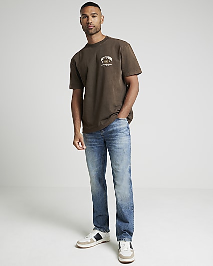 Brown regular fit west point graphic t-shirt