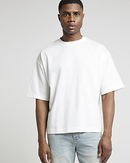 Beige boxy fit washed t-shirt