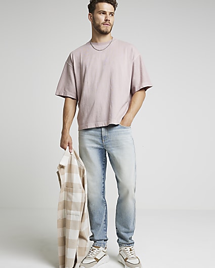 Pink boxy fit washed t-shirt