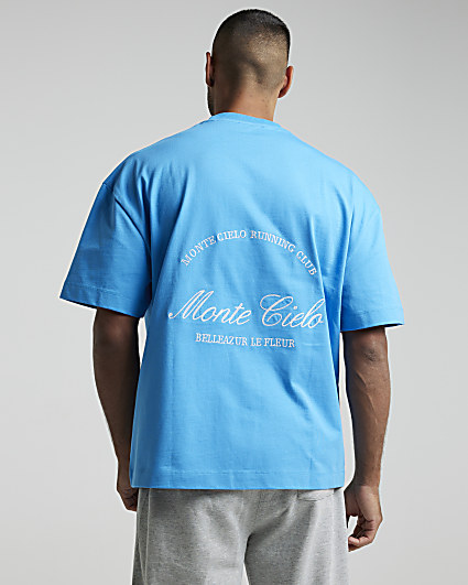 Blue Oversized Monte Cielo Graphic T-Shirt