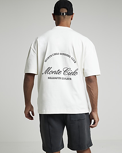 Beige oversized Monte Cielo graphic t-shirt