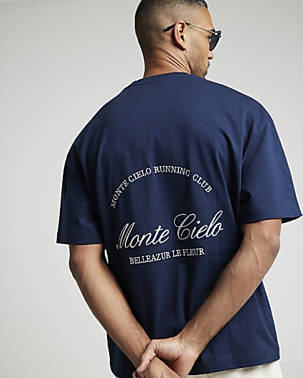 Navy oversized Monte Cielo graphic t-shirt