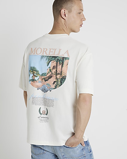 Beige oversized fit Morella graphic t-shirt