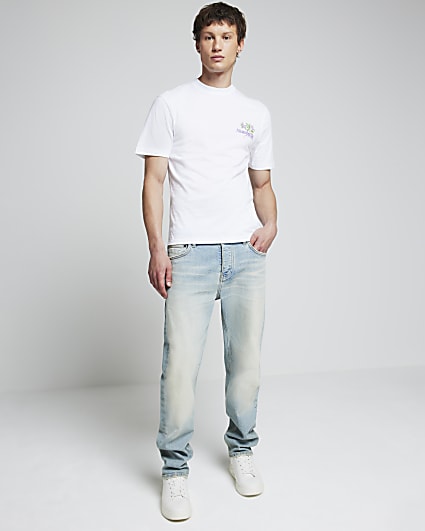 White regular fit graphic print t-shirt