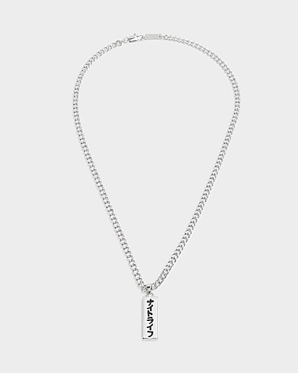 Silver Colour Japanese Tag Necklace