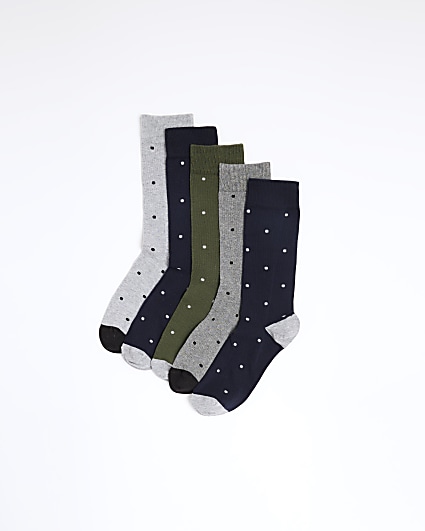 5PK Khaki spot socks